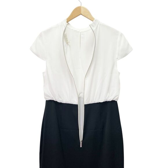 Ted Baker London Daylla Dress Size 3 US 8 Black Ivory Two Tone Mock Neck Pencil - Picture 7 of 14